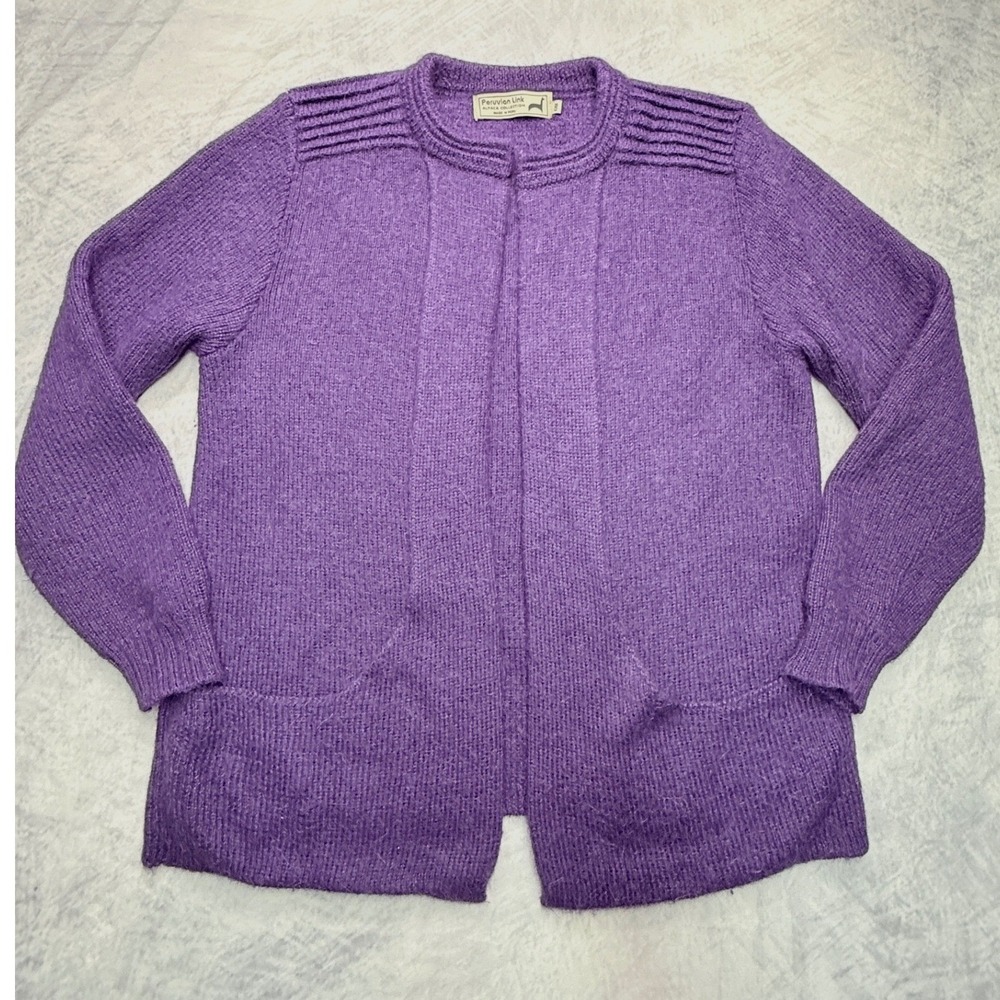 Peruvian Link‎ Alpaca Sweater Cardigan Pockets OS Peru Quiet Luxury Minimalist